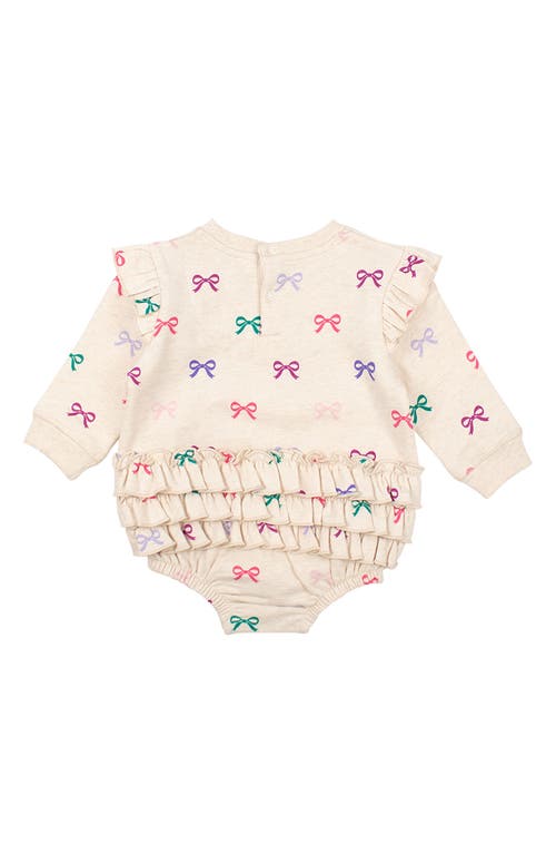 Rufflebutts Heather Oatmeal Ribbon Cotton Bodysuit In White
