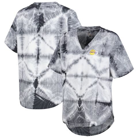 Women
s G-III 4Her by Carl Banks Black Los Angeles Lakers Tournament Raglan Oversized Tie-Dye V-Neck T-Shirt