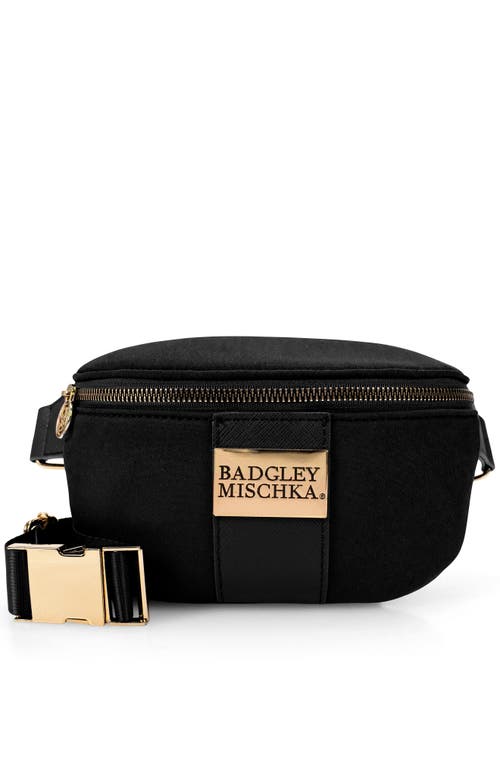 Badgley Mischka Sage Scuba And Vegan Leather Belt Bag In Black