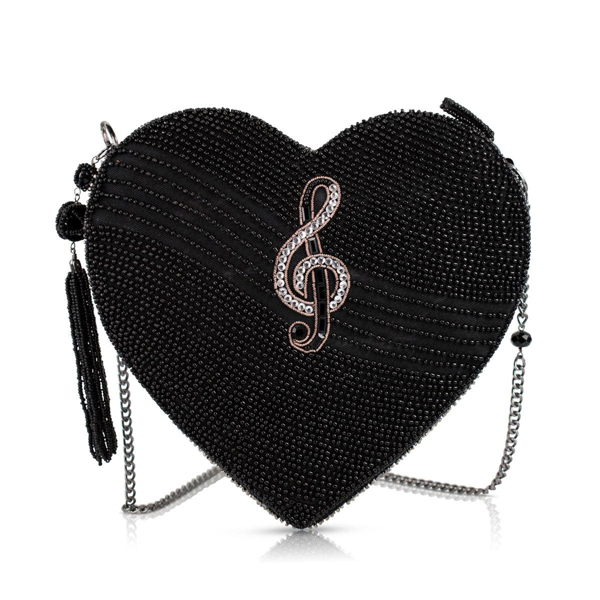 Mary Frances Accessories Heart Beat Crossbody Handbag, Alternate, color, Black