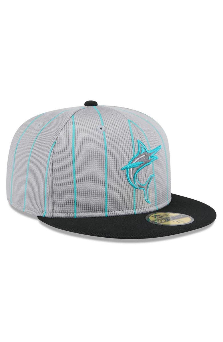 New Era Men's New Era  Gray/Black Miami Marlins 2025 Batting Practice 59FIFTY Fitted Hat, Alternate, color, Gray