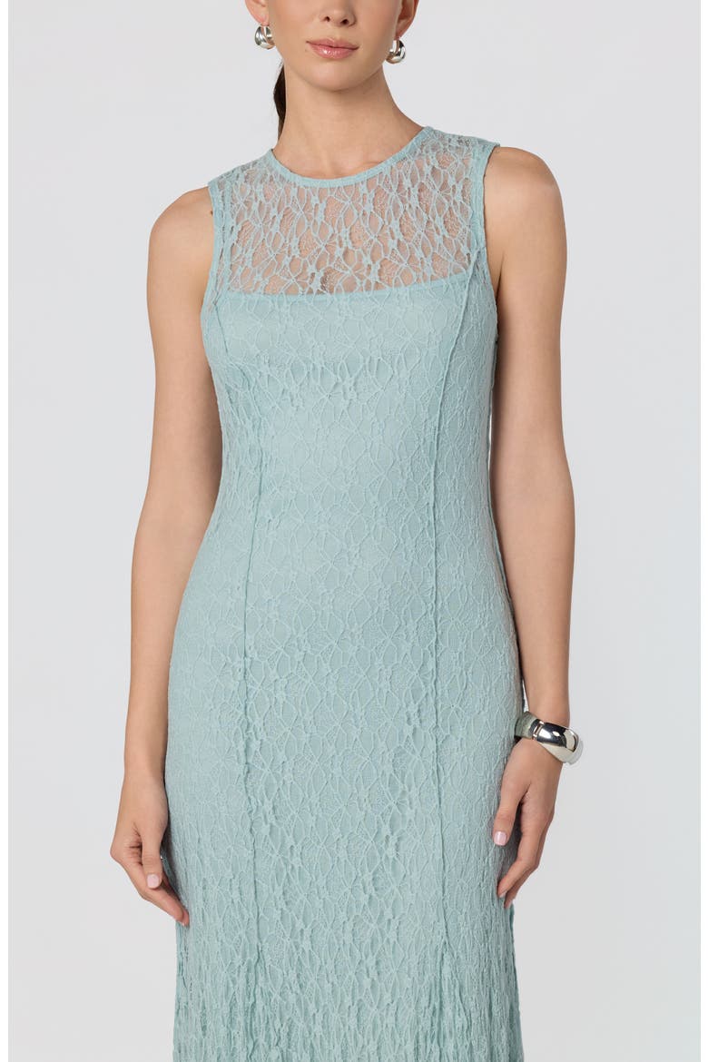 Annabella Lace Overlay Midi Dress, Alternate, color, SEAFOAM