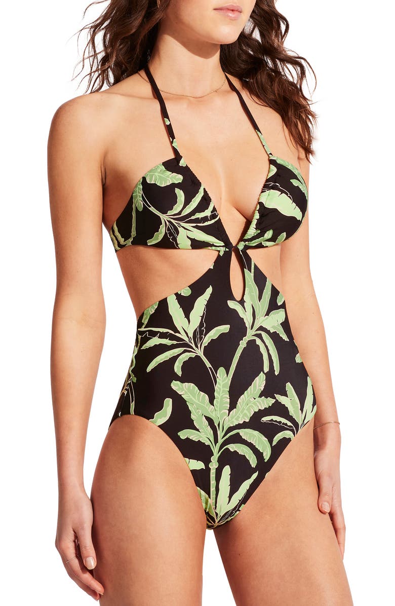 Seafolly Palm Paradise Ruched One-Piece Swimsuit, Alternate, color,