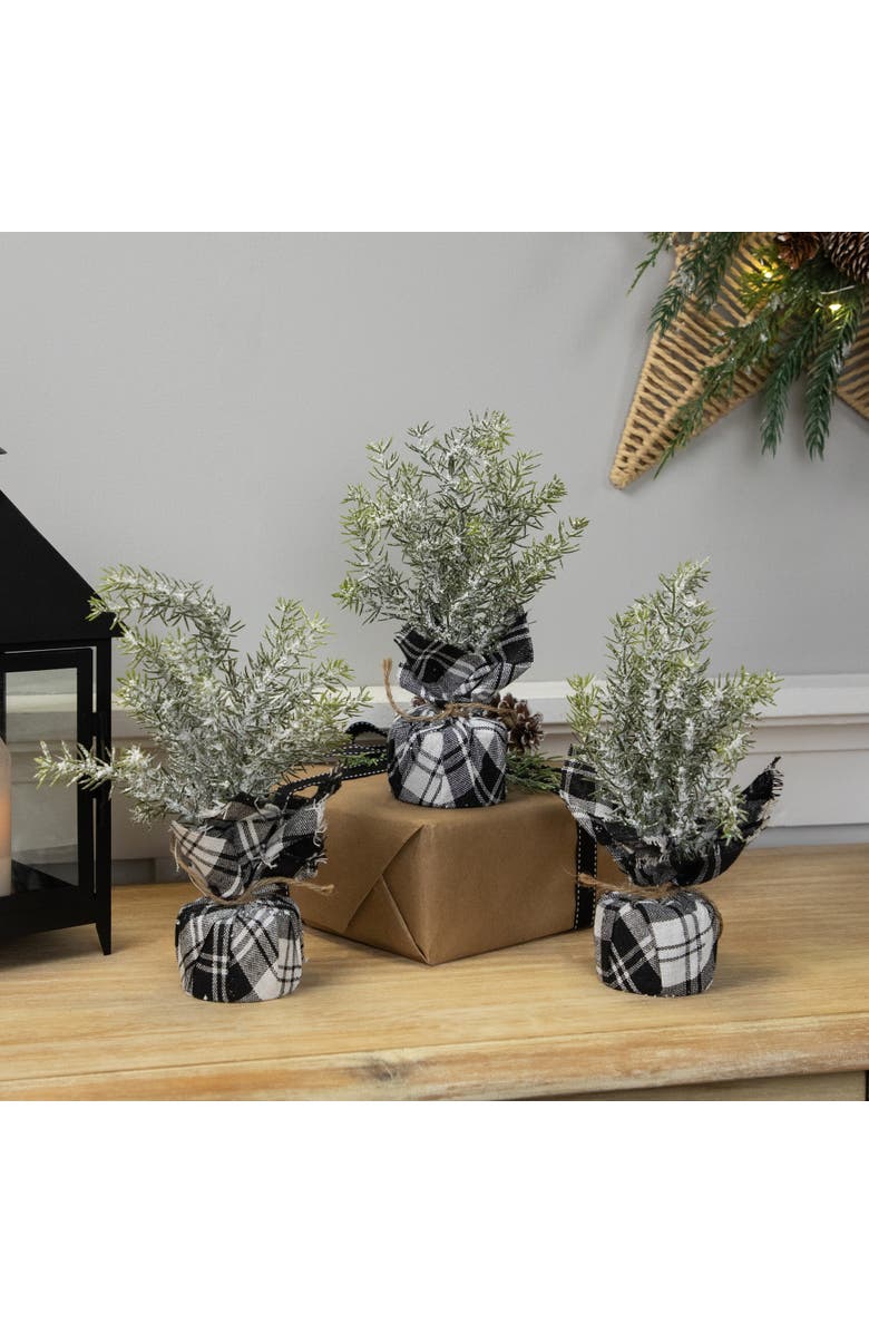 Northlight Mini Frosted Pine Artificial Christmas Trees - 9" - Set of 3, Alternate, color, Green