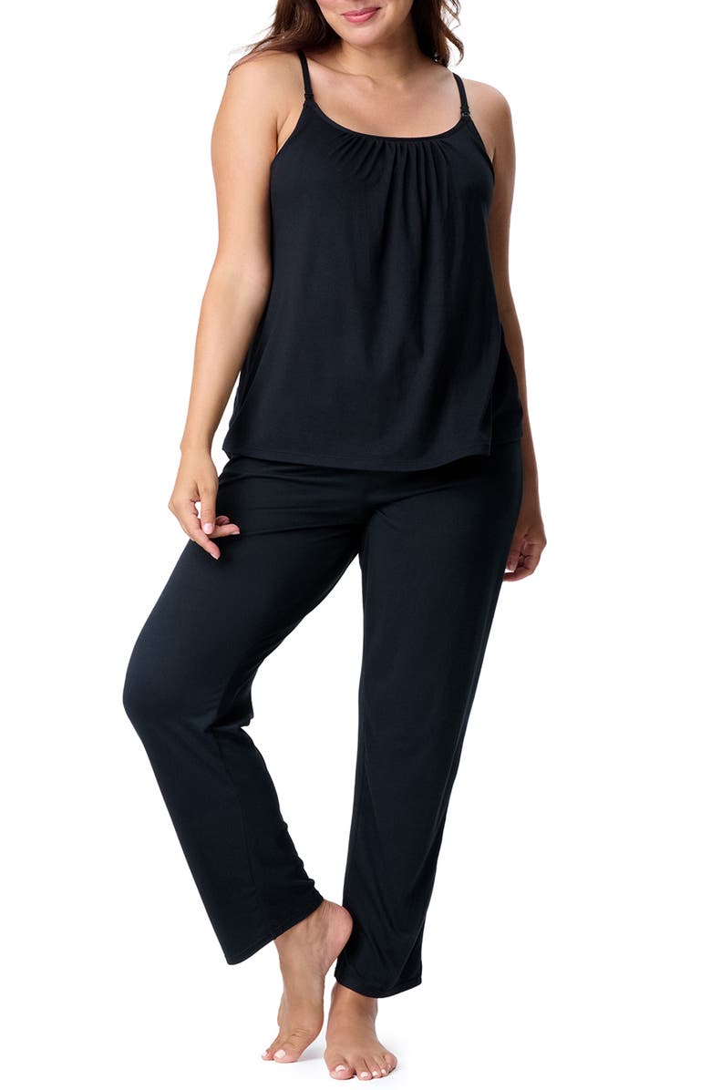MOTHERHOOD MATERNITY Motherhood Women's Maternity Sleeveless Swing Nursing Cami with Foldover Waistband Pant Sleep Set, Main, color,