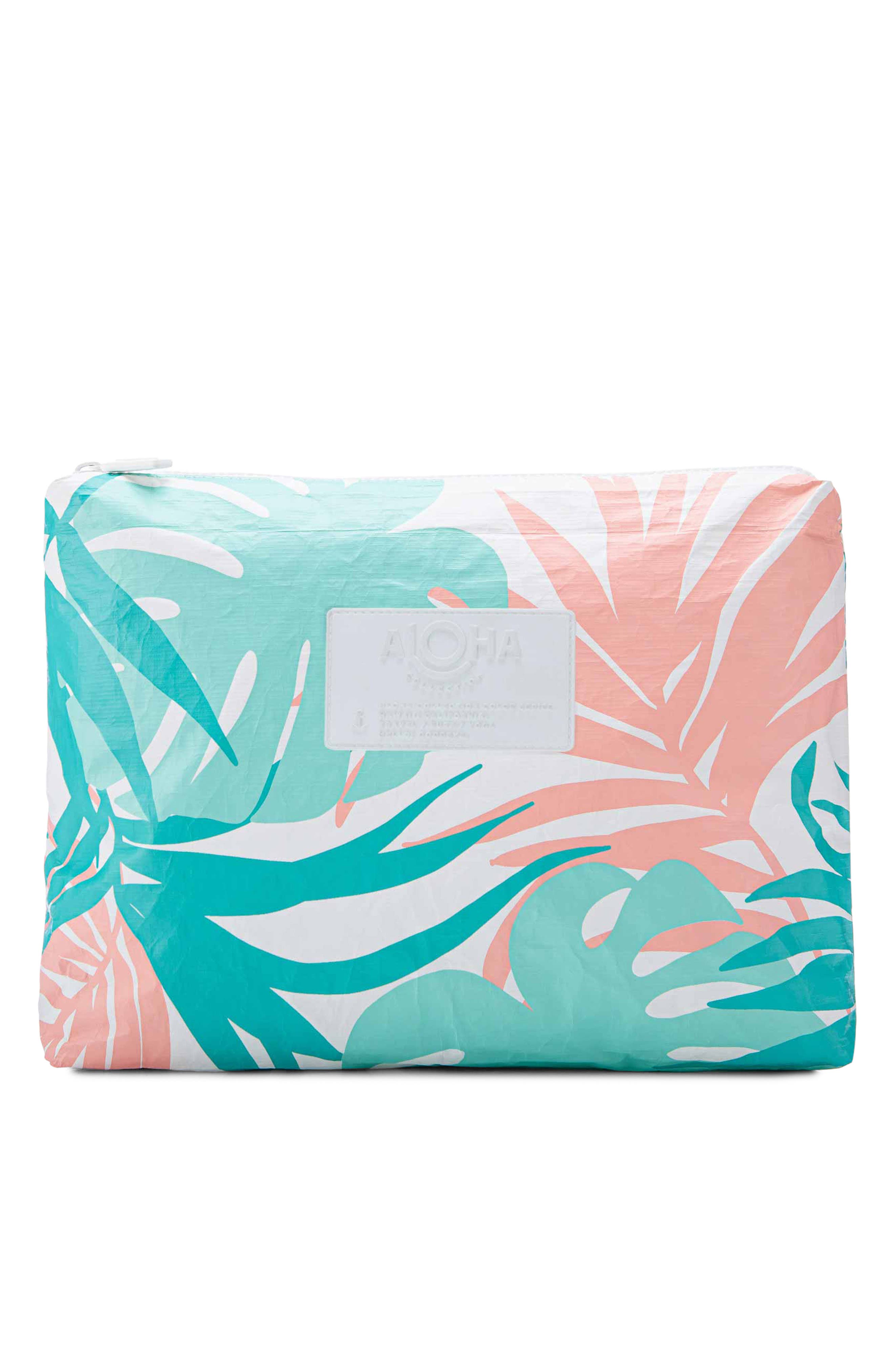 Aloha Collection Mid Tropics Water Resistant Tyvek<sup>®</sup> Zip Pouch, Main, color, Aqua