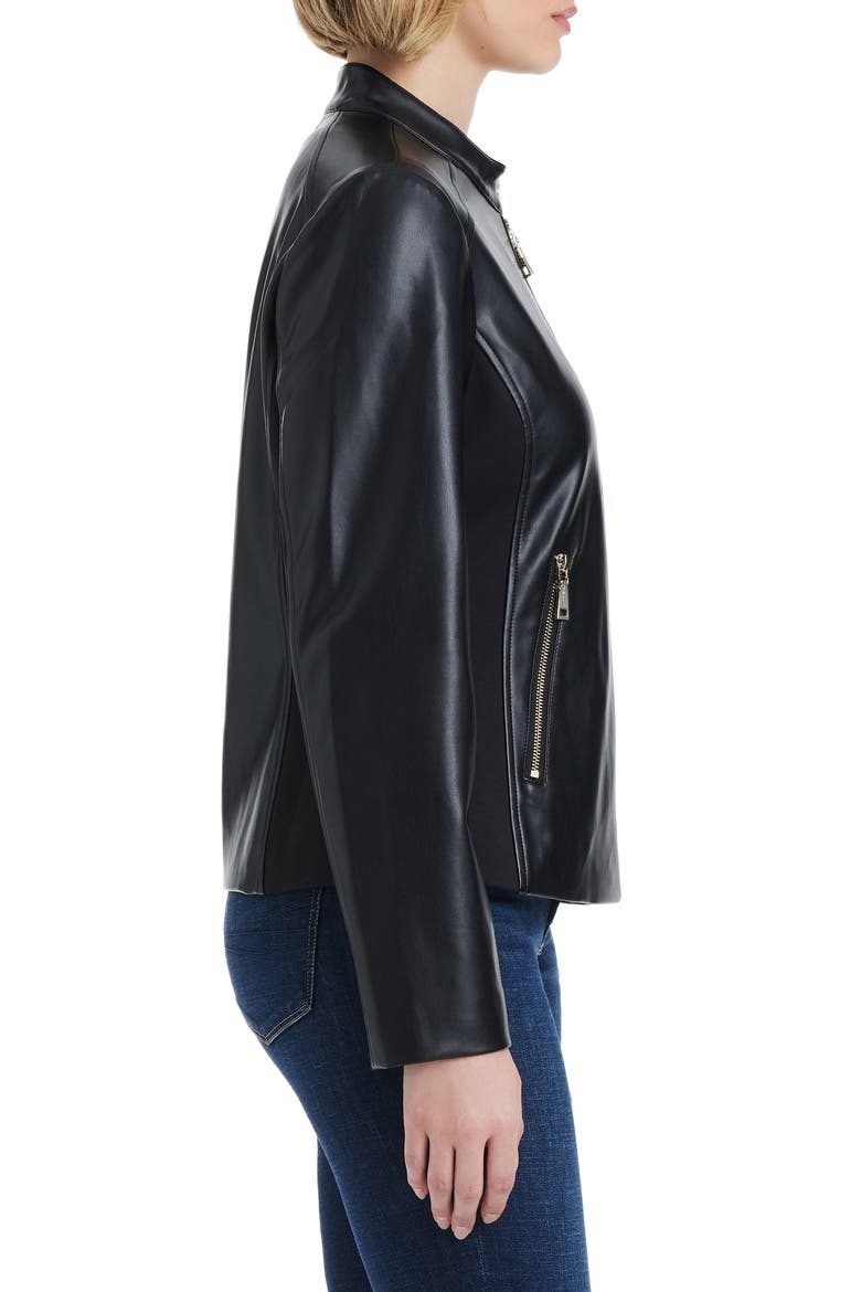 Faux Leather Jacket, Alternate, color, BLACK
