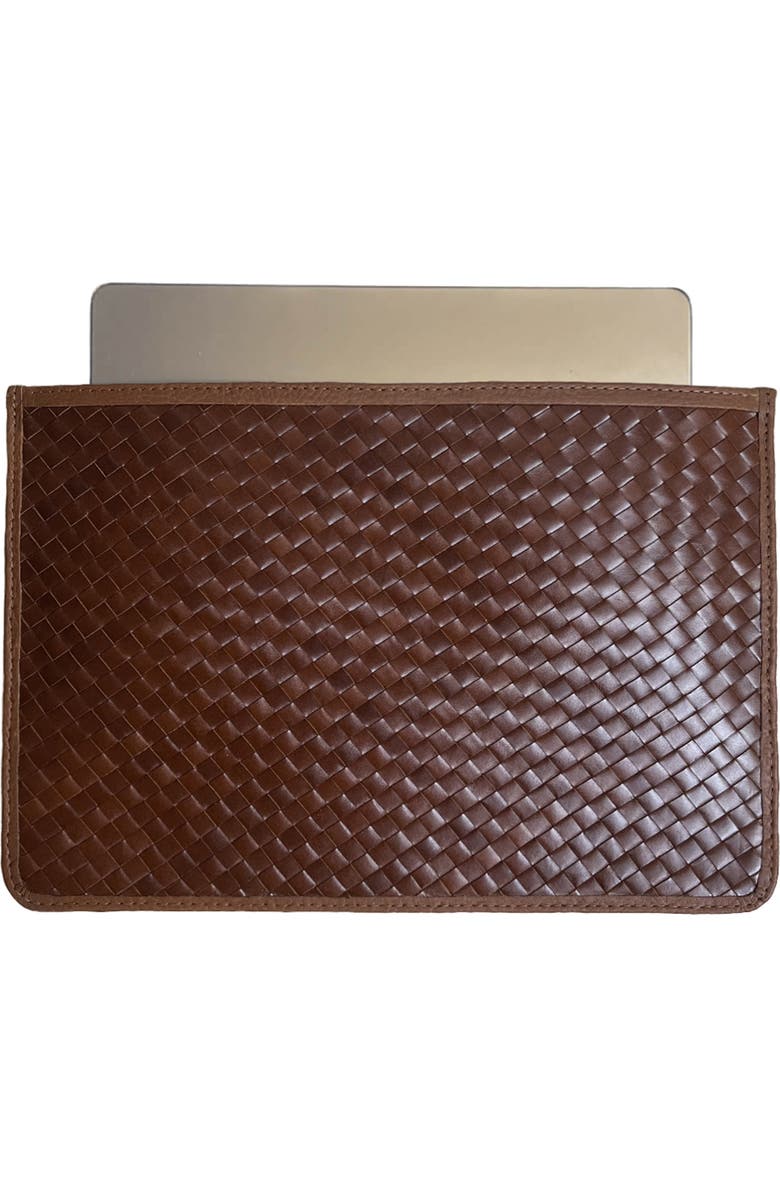 Deux Mains Woven Laptop Sleeve, Main, color, Brown