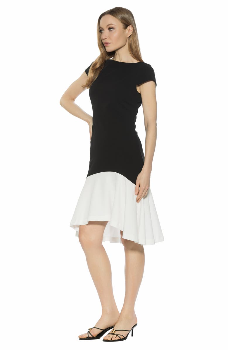 Alexia Admor Renata Cap Sleeve Handkerchief Hem Knit Dress, Alternate, color, Black/ White
