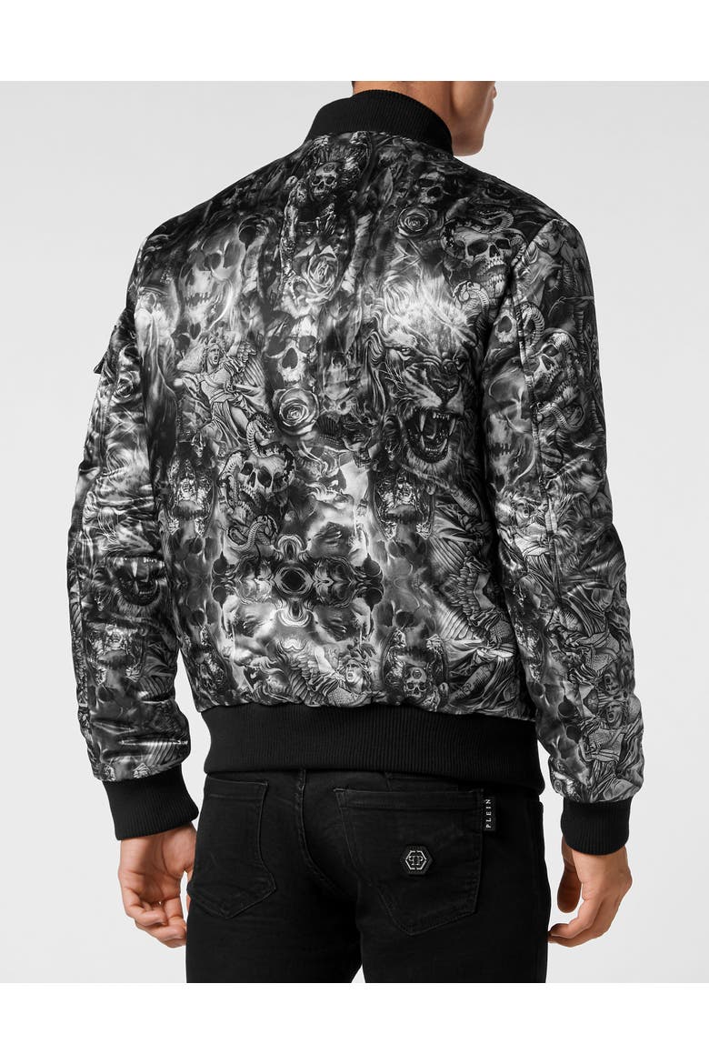 Nylon Bomber Tattoo Men, Alternate, color, black