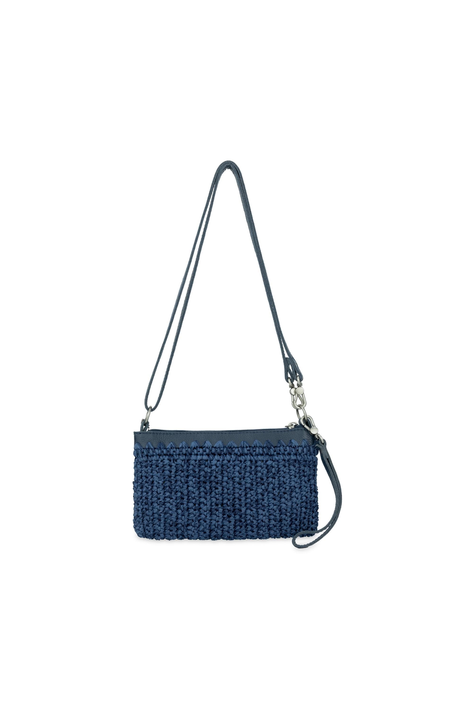 Vita Hand Crochet Crossbody Wristlet, Alternate, color, Denim Tonal Straw