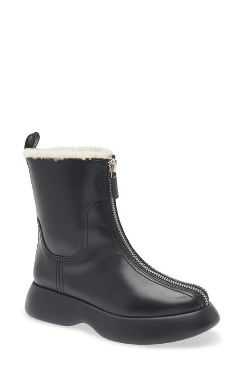Mercer Genuine Shearling Lined Zip Combat Boot (Women)