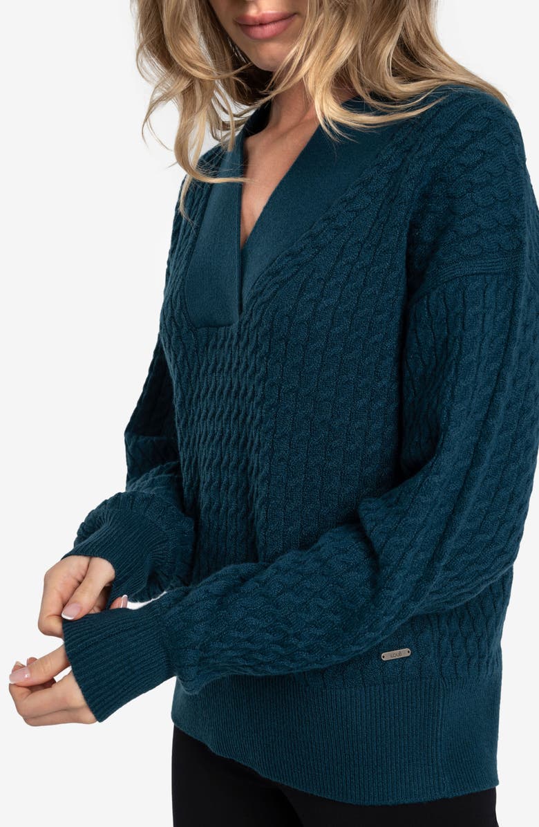 Lole Camille Cable Knit Sweater, Alternate, color, Bb56 - Fjord Blue Heather