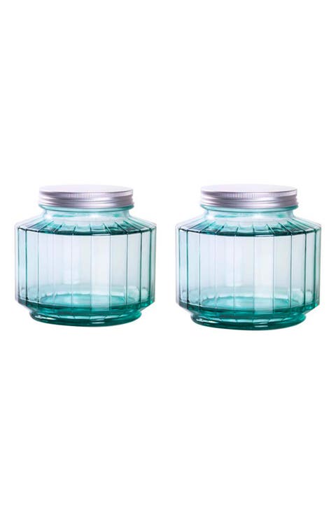 Set of Two 33-Ounce Recycled Glass Jars
