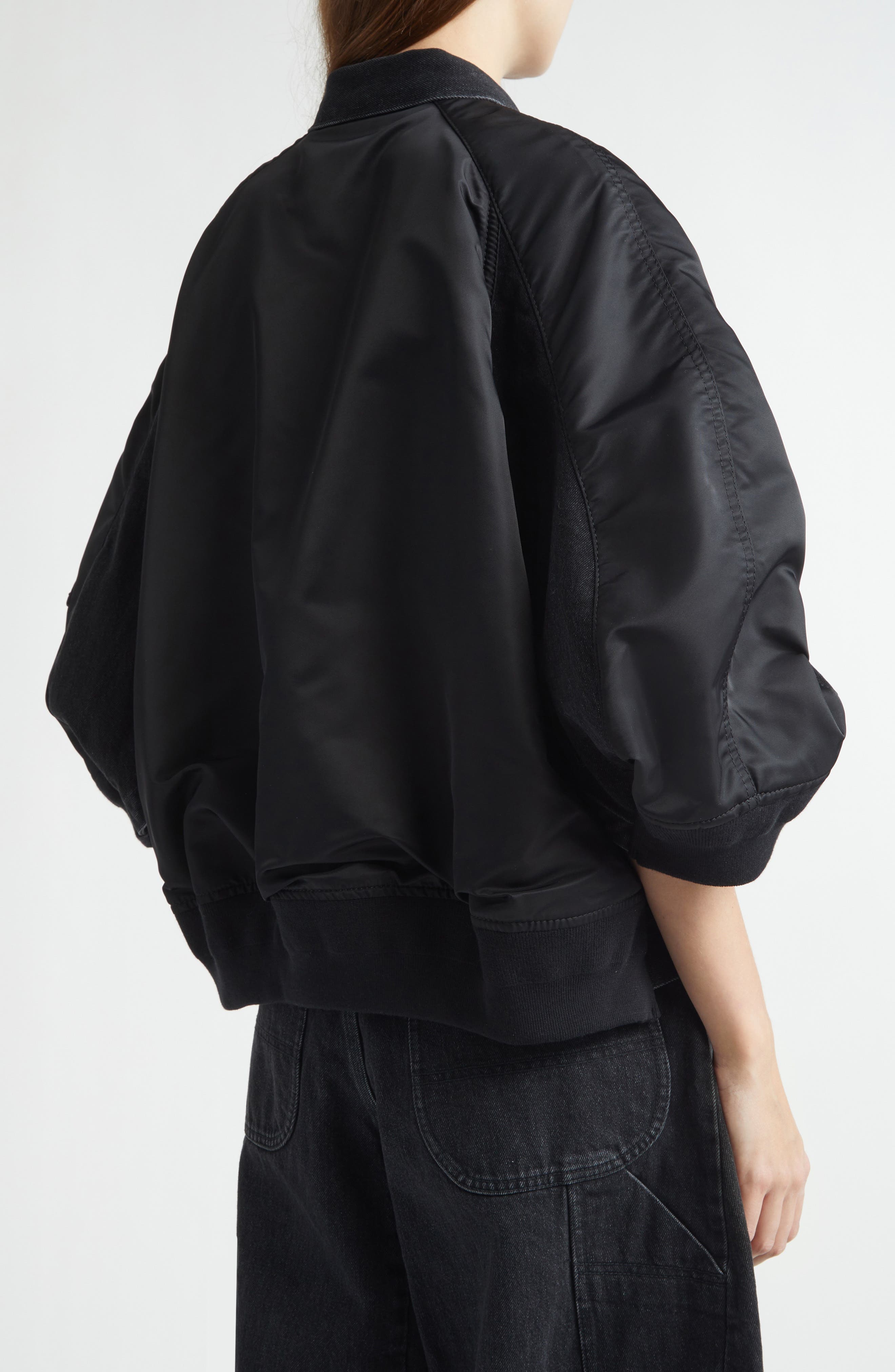 Sacai Denim & Nylon Mixed Media Jacket (Women) | Nordstrom