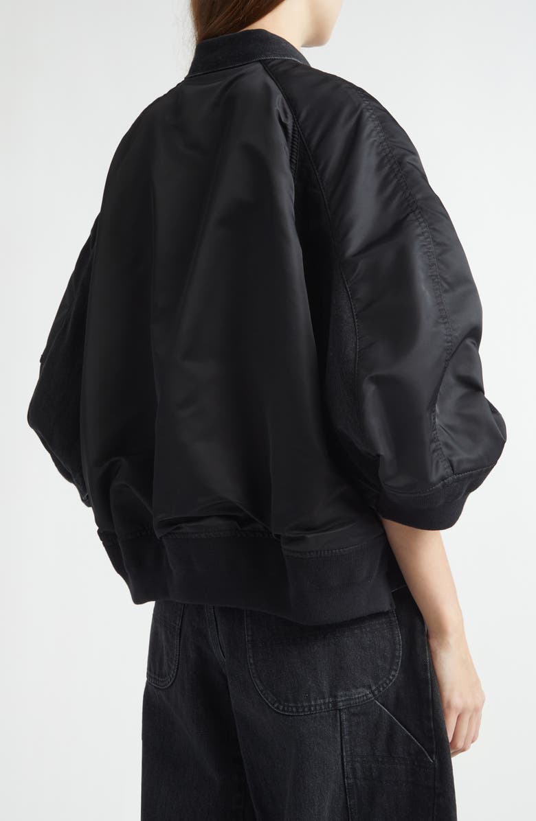 Sacai Denim & Nylon Mixed Media Jacket, Alternate, color, Black