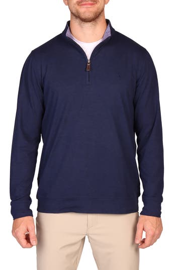 Tailorbyrd Brushed Mélange Quarter Zip Pullover In Blue
