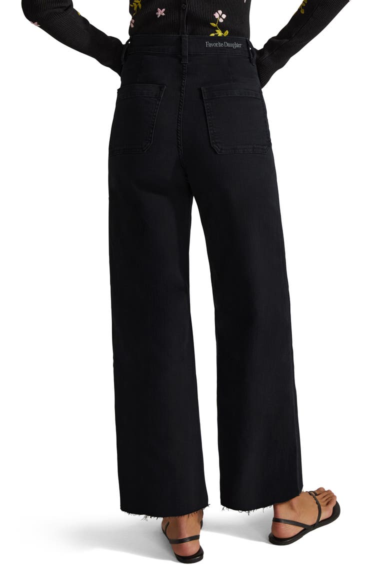 The Mischa Raw Hem Super High Waist Wide Leg Jeans, Alternate, color, LICORICE