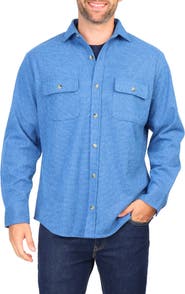 TailorByrd Micro Houndstooth Overshirt with Faux Suede Trim