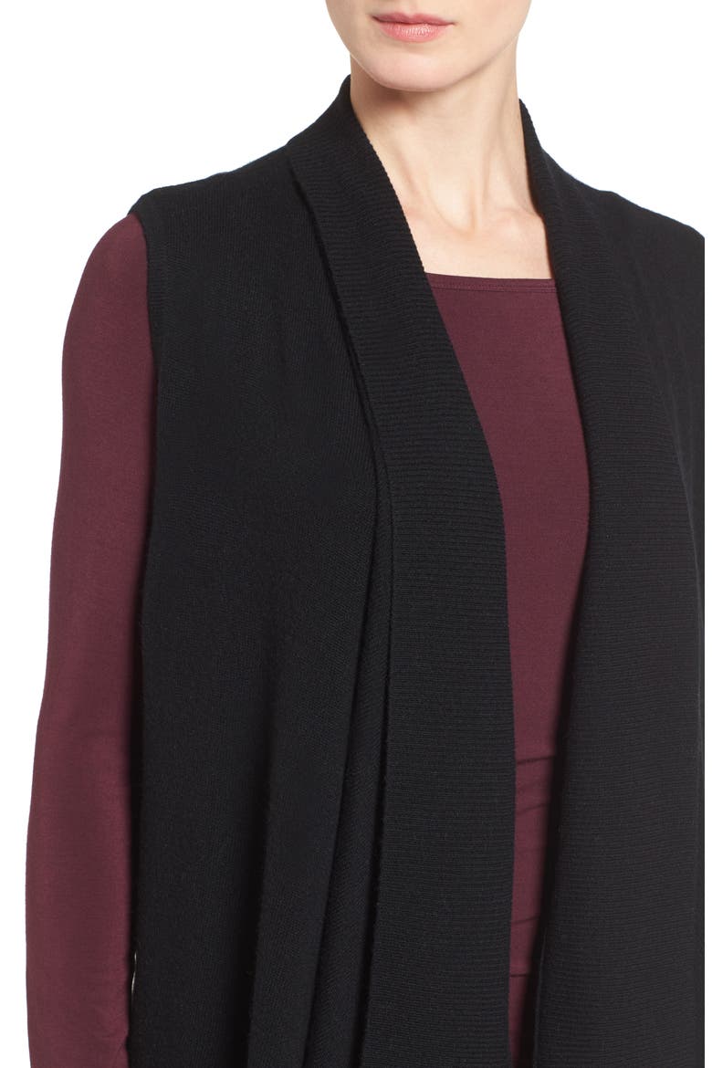 Wool & Cashmere Drape Front Sweater Vest, Alternate, color, BLACK