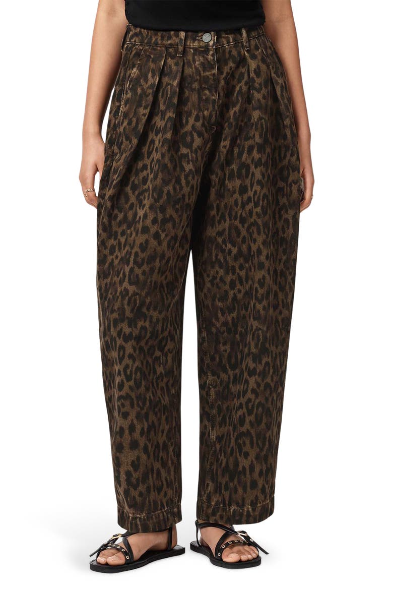 Becca Pleated Cotton Blend Trousers, Main, color, LEPPO BROWN
