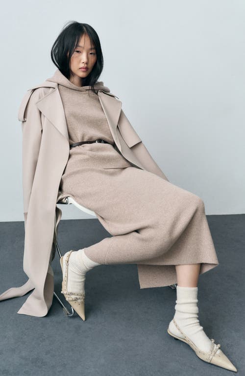 Mango Rib Knit Midi Skirt In Sand