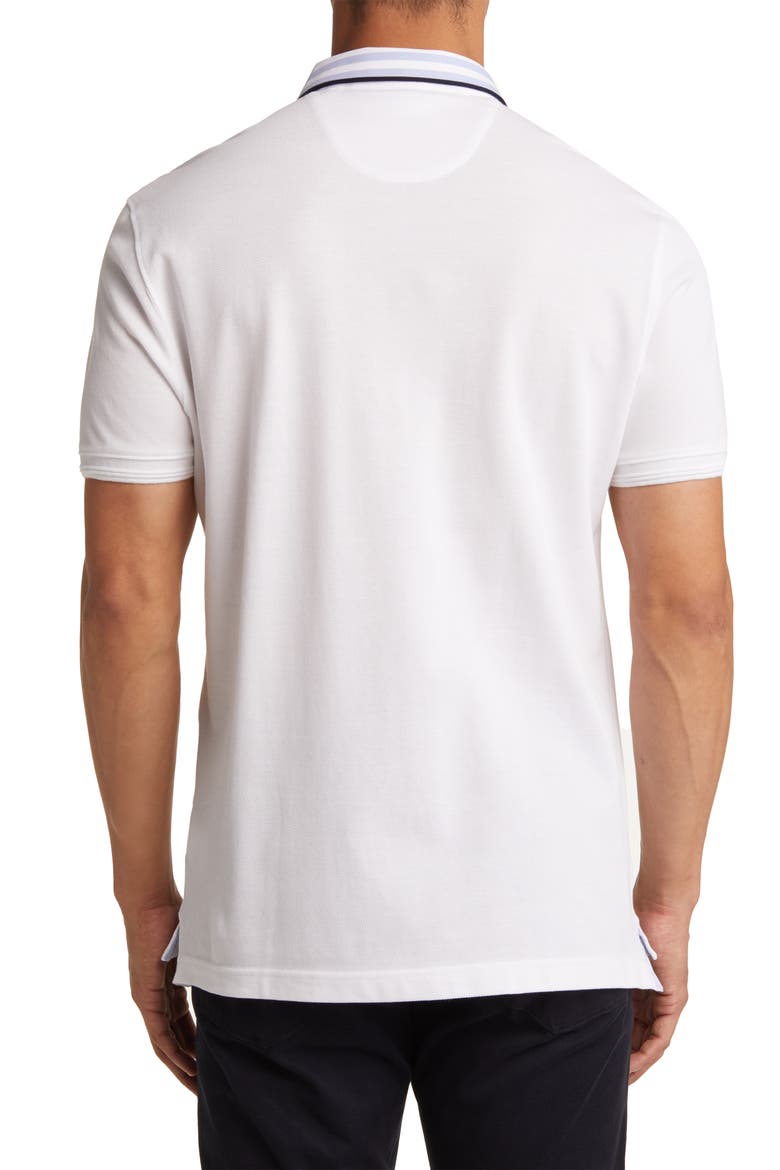 Trim Fit Stripe Collar Short Sleeve Polo, Alternate, color, WHITE