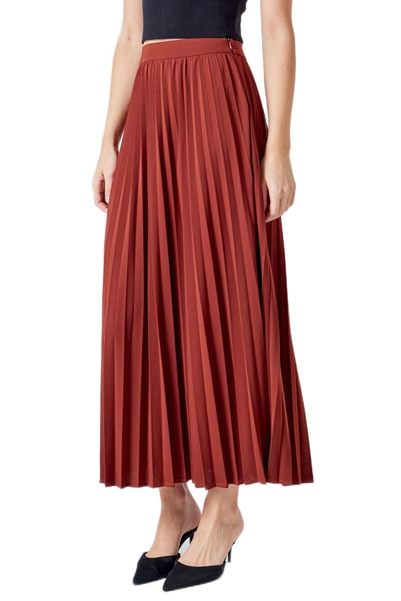 Pleated Maxi Skirt, Alternate, color, MOCHA MOUSSE