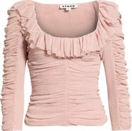 STAUD Gretta Ruched Ruffle Top