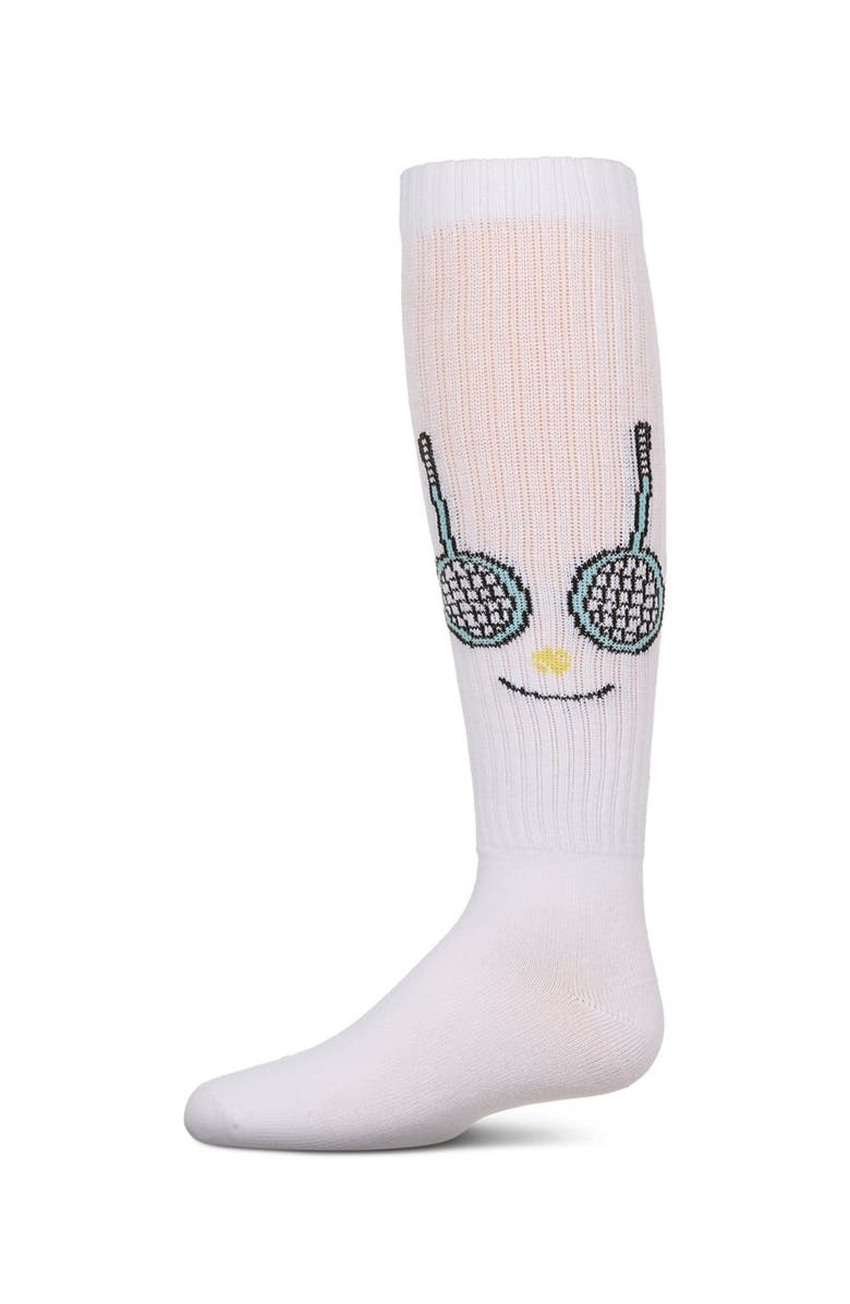 MeMoi Ribbed Stretch Tennis Smiley Face Knee Sock, Main, color, 