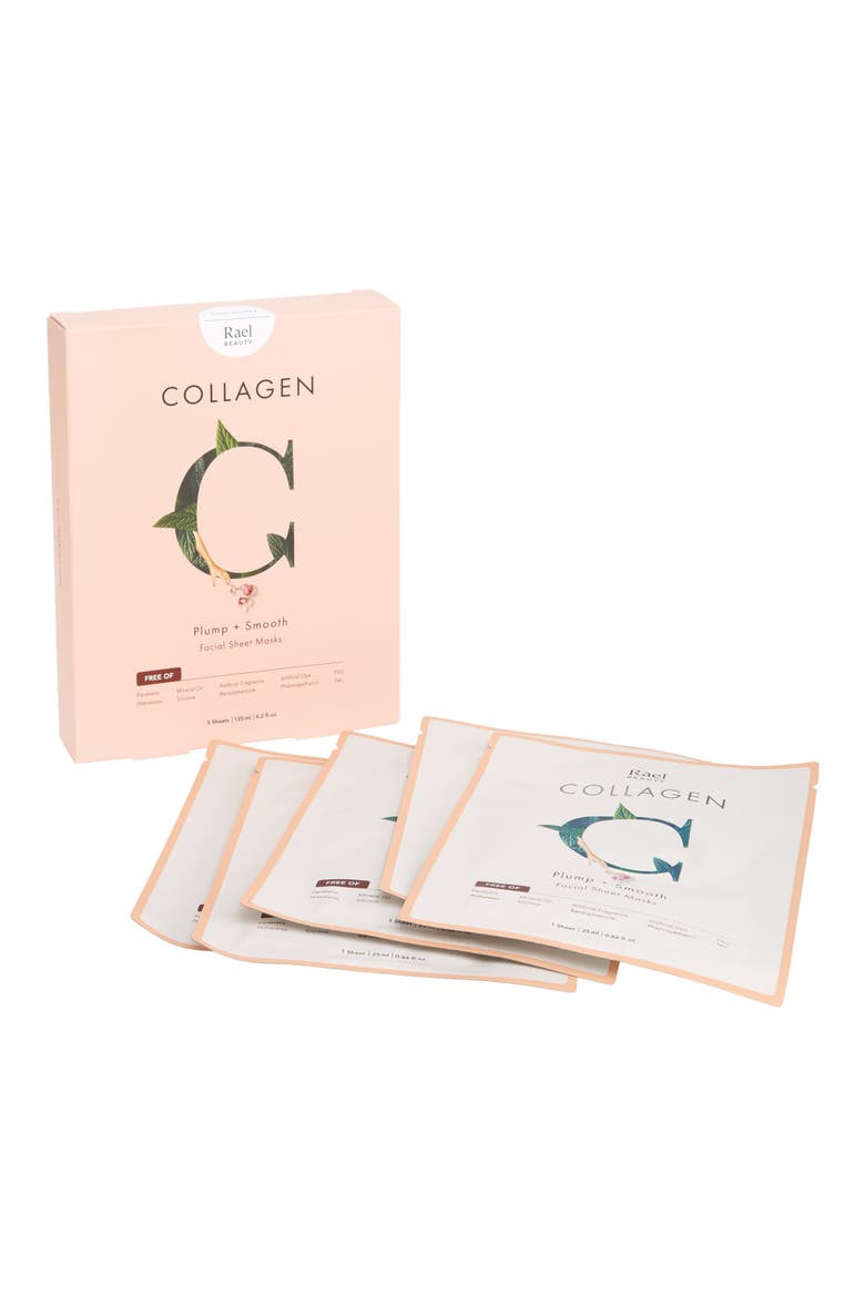 Collagen Plump + Smooth 5-Pack Facial Sheet Masks, Main, color, NO COLOR