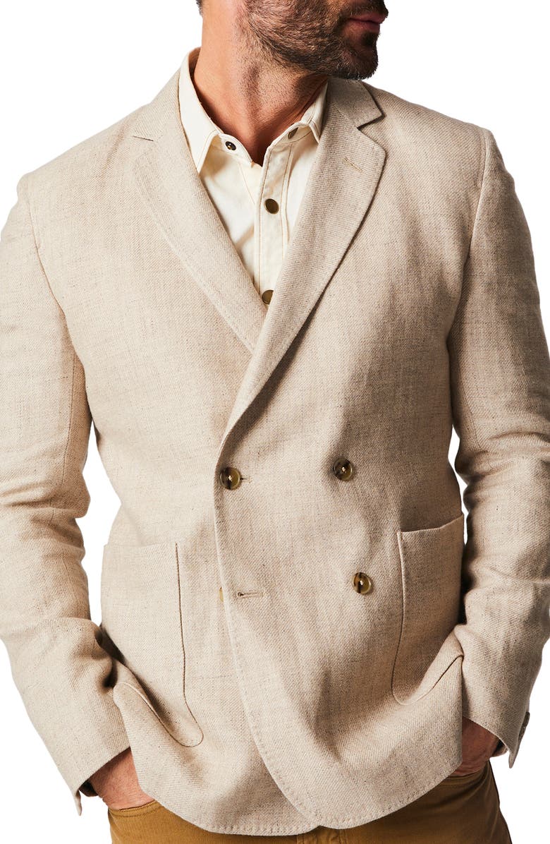 Billy Reid Jubilee Double Breasted Linen, Virgin Wool, Silk & Cashmere Sport Coat, Main, color, 