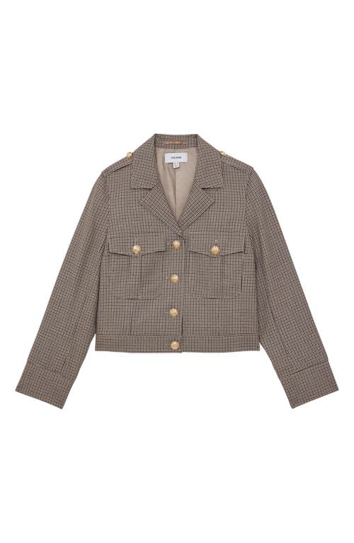 Reiss Jaque Houndstooth Check Wool Jacket In Neutral