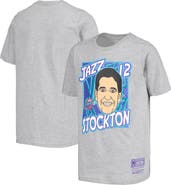 Mitchell & Ness Youth Mitchell & Ness John Stockton Gray Utah Jazz Hardwood Classics King of the Court Player T-Shirt