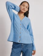 Albaray Cable Peplum Cardigan