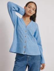 Albaray Cable Peplum Cardigan