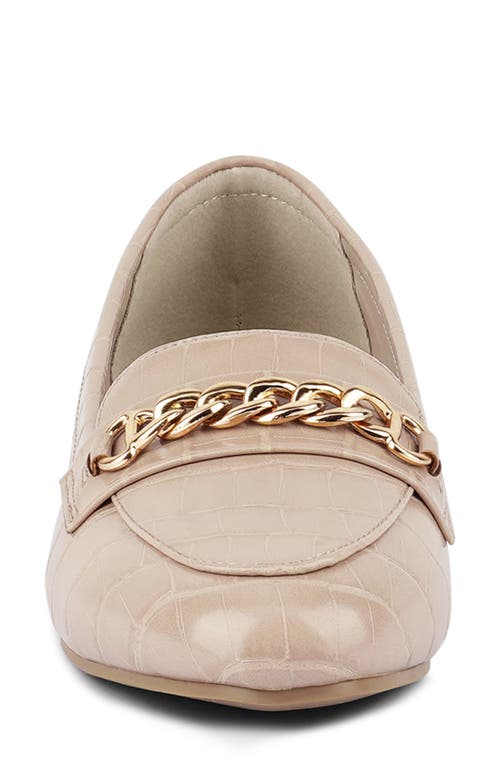 London Rag Bro Zone Croc Embossed Chain Detail Loafer In Beige