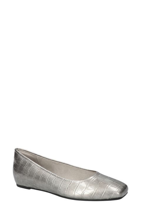 Crescent Faux Leather Skimmer Flat