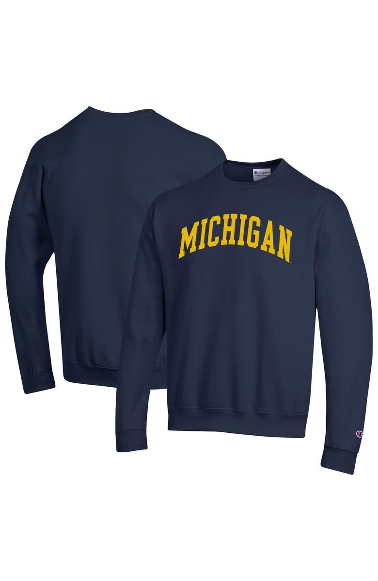 Champion Men's Champion  Navy Michigan Wolverines Basic Arch Fleece Pullover Sweatshirt, Main, color, Navy