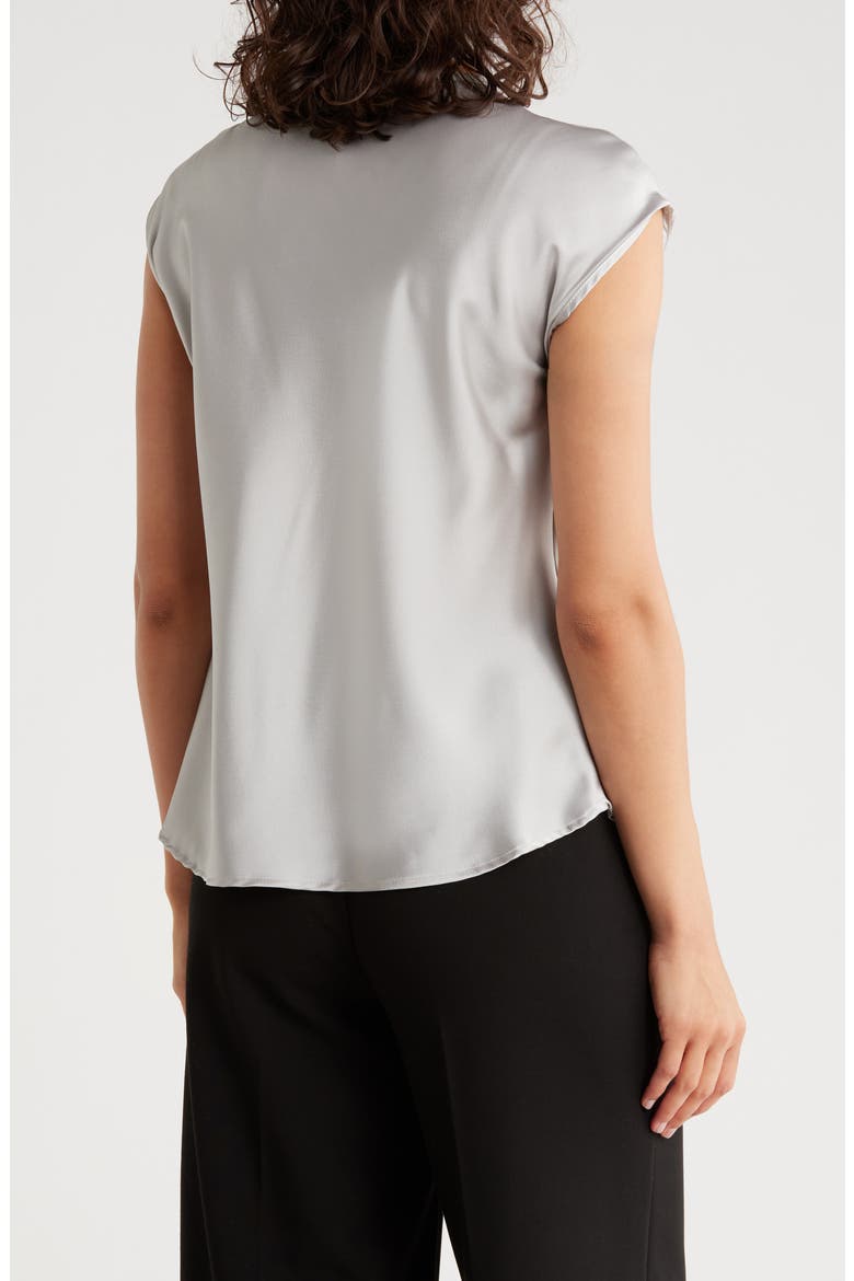 Cap Sleeve Satin Top with Scarf, Alternate, color, SILVER