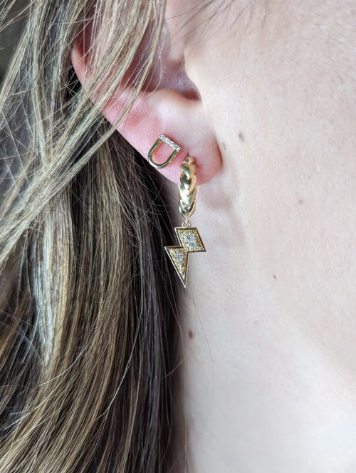 Campbell + Charlotte Juju Lightning Bolt Charm Huggie In Neutral