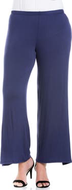 24seven Comfort Apparel Elastic Waist Flared Leg Palazzo Pants