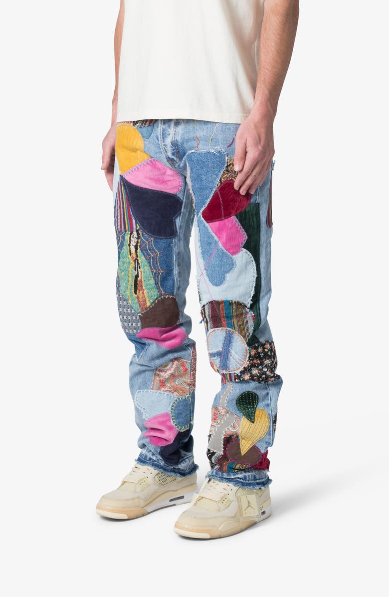 mnml Baggy Patchwork Release Hem Jeans, Alternate, color, Blue/ Multi