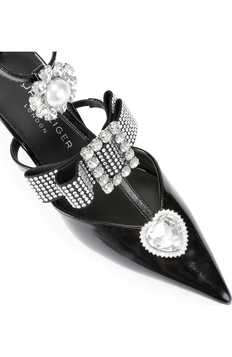 Kurt Geiger London Bow Ankle Strap Pointed Toe Gladiator Pump, Alternate, color, Black