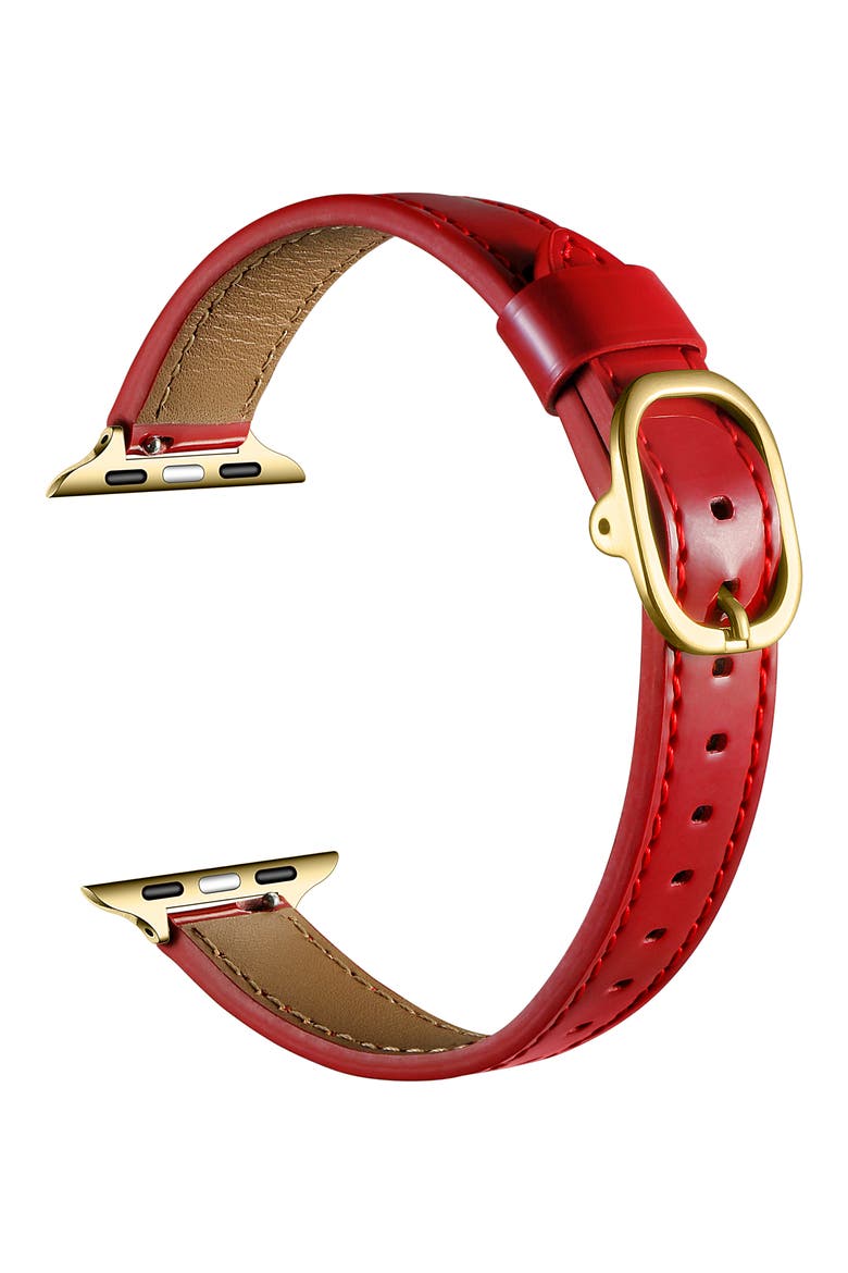 Carmen Patent Leather Watchband, Alternate, color, CRIMSON
