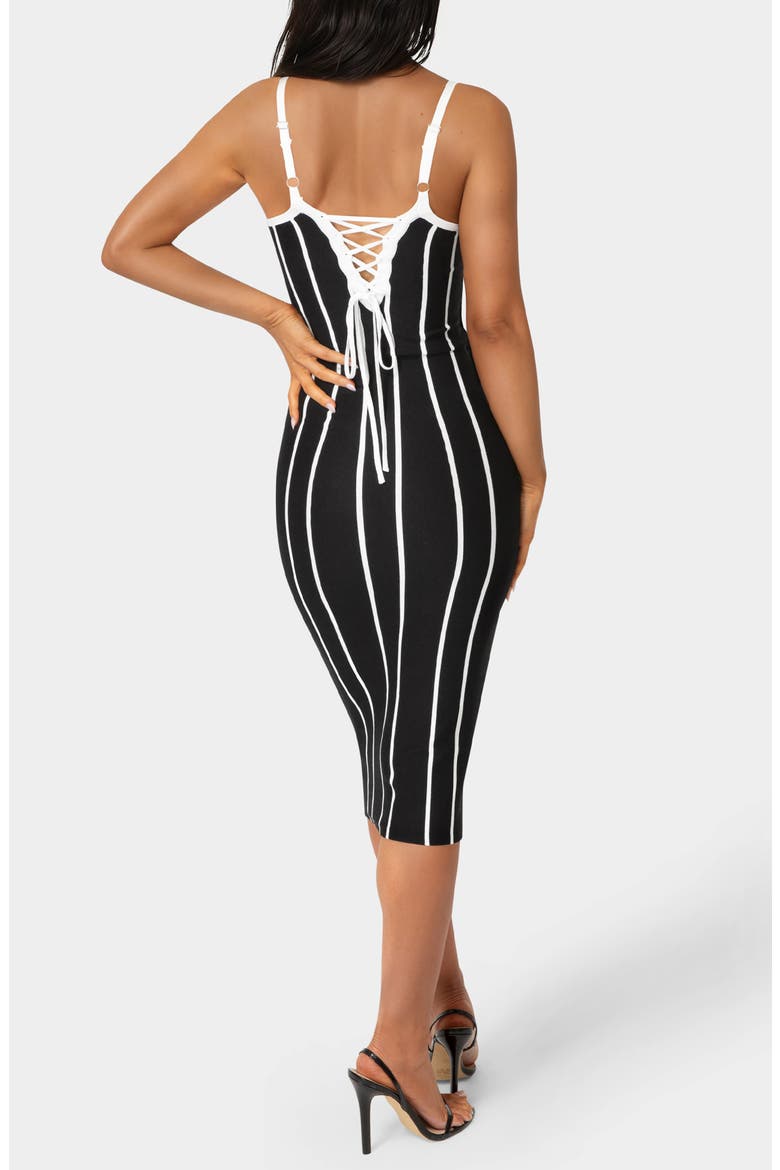 Stripe Sleeveless Body-Con Dress, Alternate, color, BLACK/ WHITE