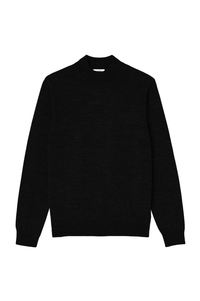 Wool sweater with high neck, Alternate, color, Black