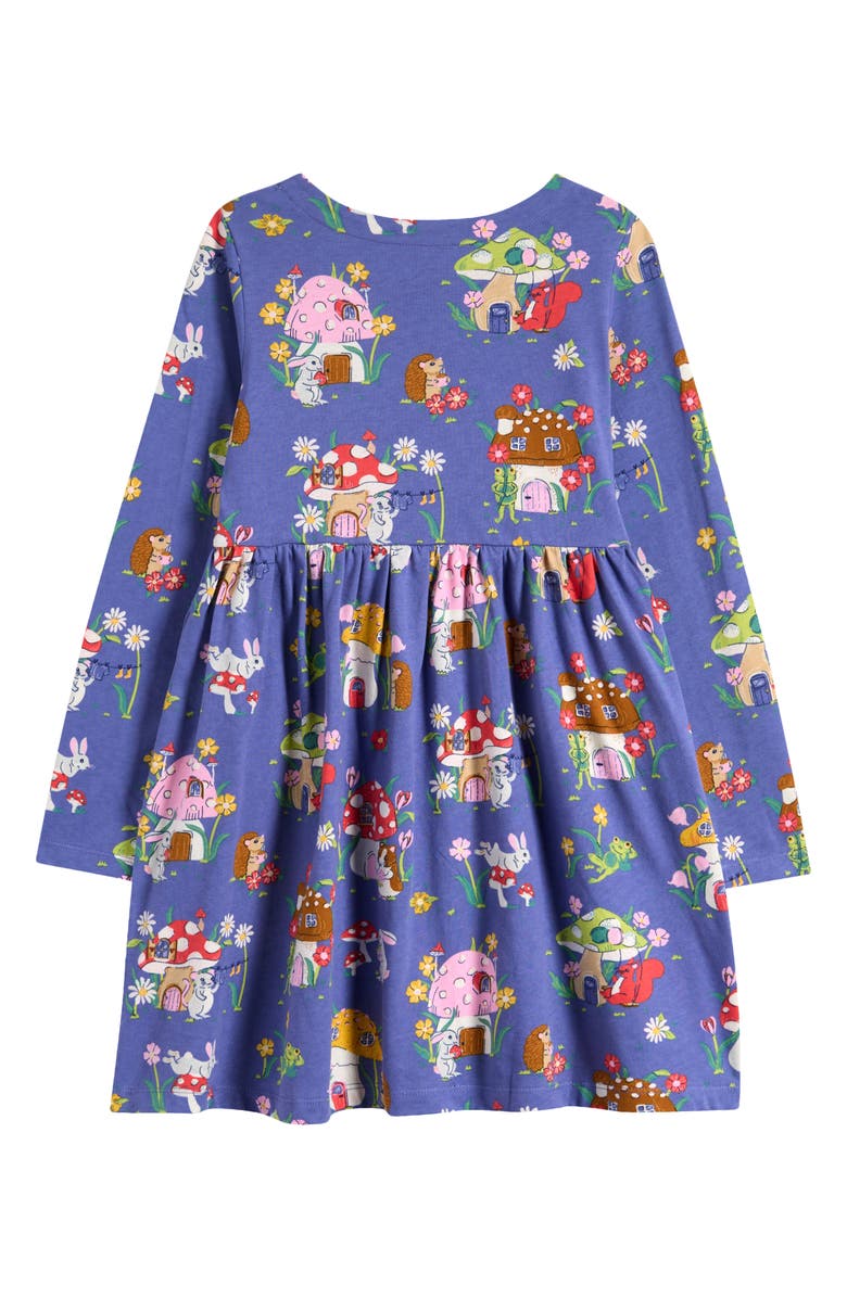 Mini Boden Kids' Toadstool Print Long Sleeve Cotton Dress, Alternate, color, 