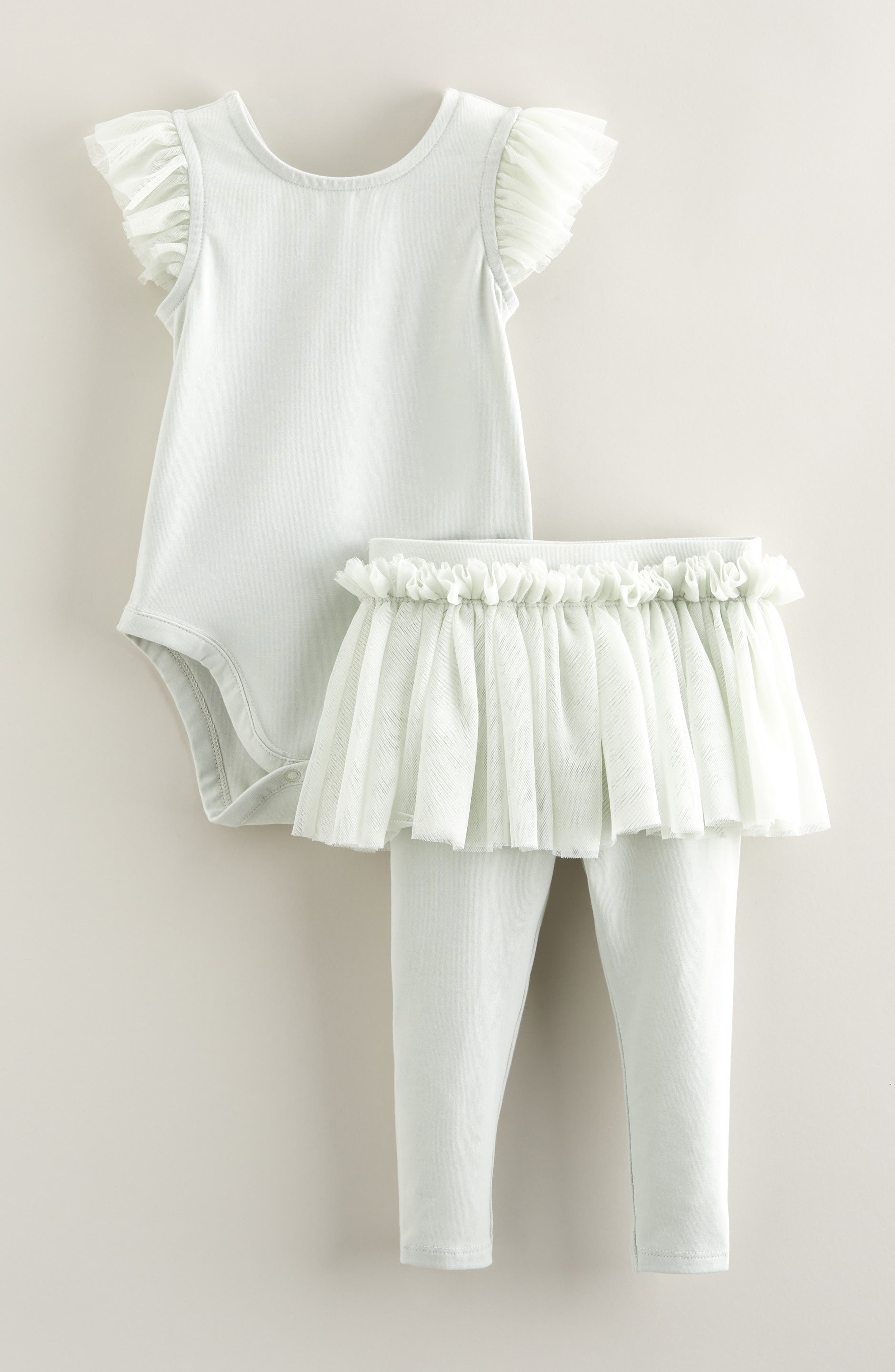 Nordstrom Sweet Ballerina Ruffle Bodysuit & Skirted Leggings Set