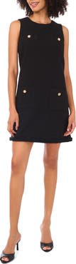Ted Baker Faux Chest Pocket Bouclé A-Line Dress